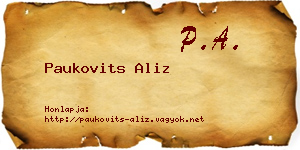 Paukovits Aliz névjegykártya